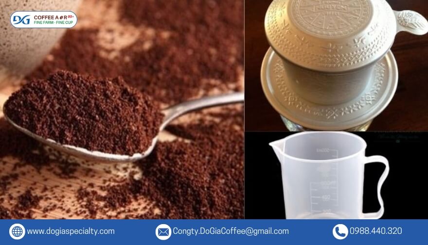 Tỷ lệ pha lý tưởng đạt được bằng cách thêm một lượng cà phê bằng 1/3 thể tích của phin