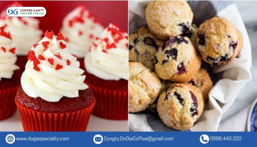 Bánh ăn kèm khi uống cà phê Muffin và cupcake
